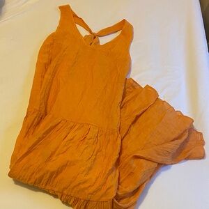 NWT. MNG Maxi Razorback Lined Summer Festival Garden Party Dress in Orange Sz6